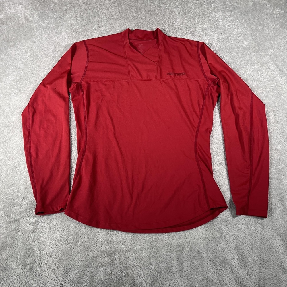 Arc'teryx Shirt Womens Small Red‎ Mock Neck Long Sleeve Base Layer Hiking Trail
